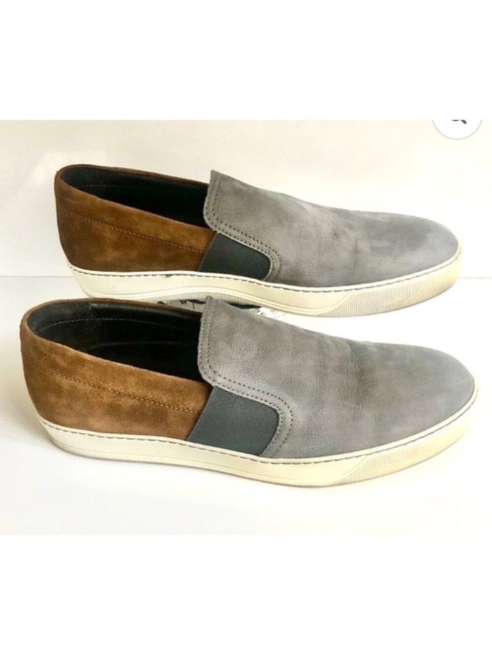 LANVIN Men's Two Tone Suede Leather Slip On Sneakers Size‎ 8